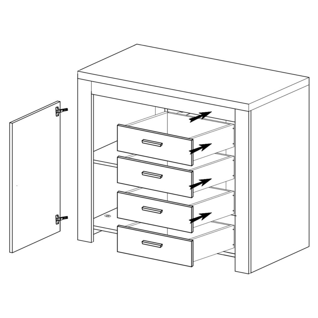 Komoda MERANO 45 bílá/dub wotan